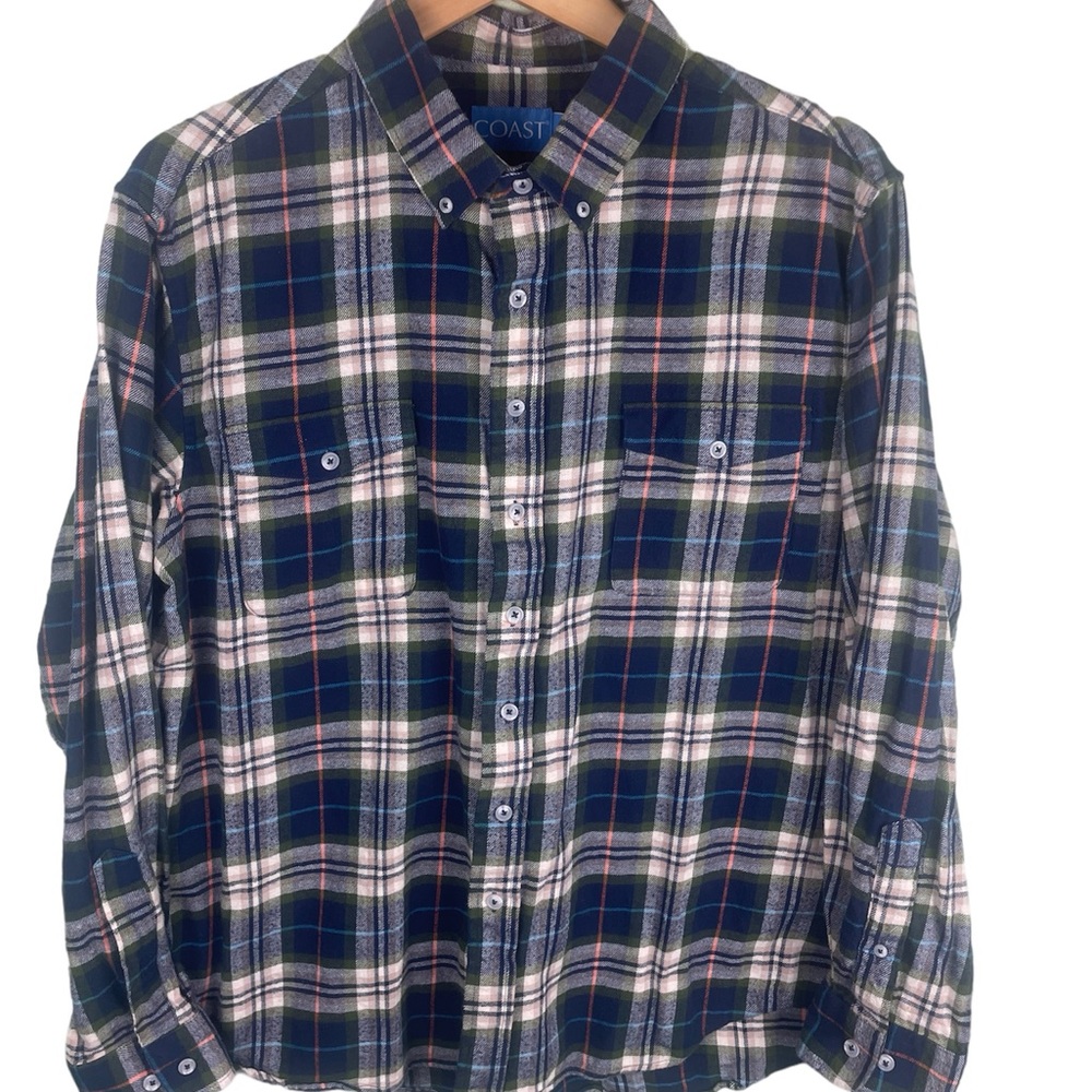 Coast Plaid Waterfront Flannel Shirt, size Large